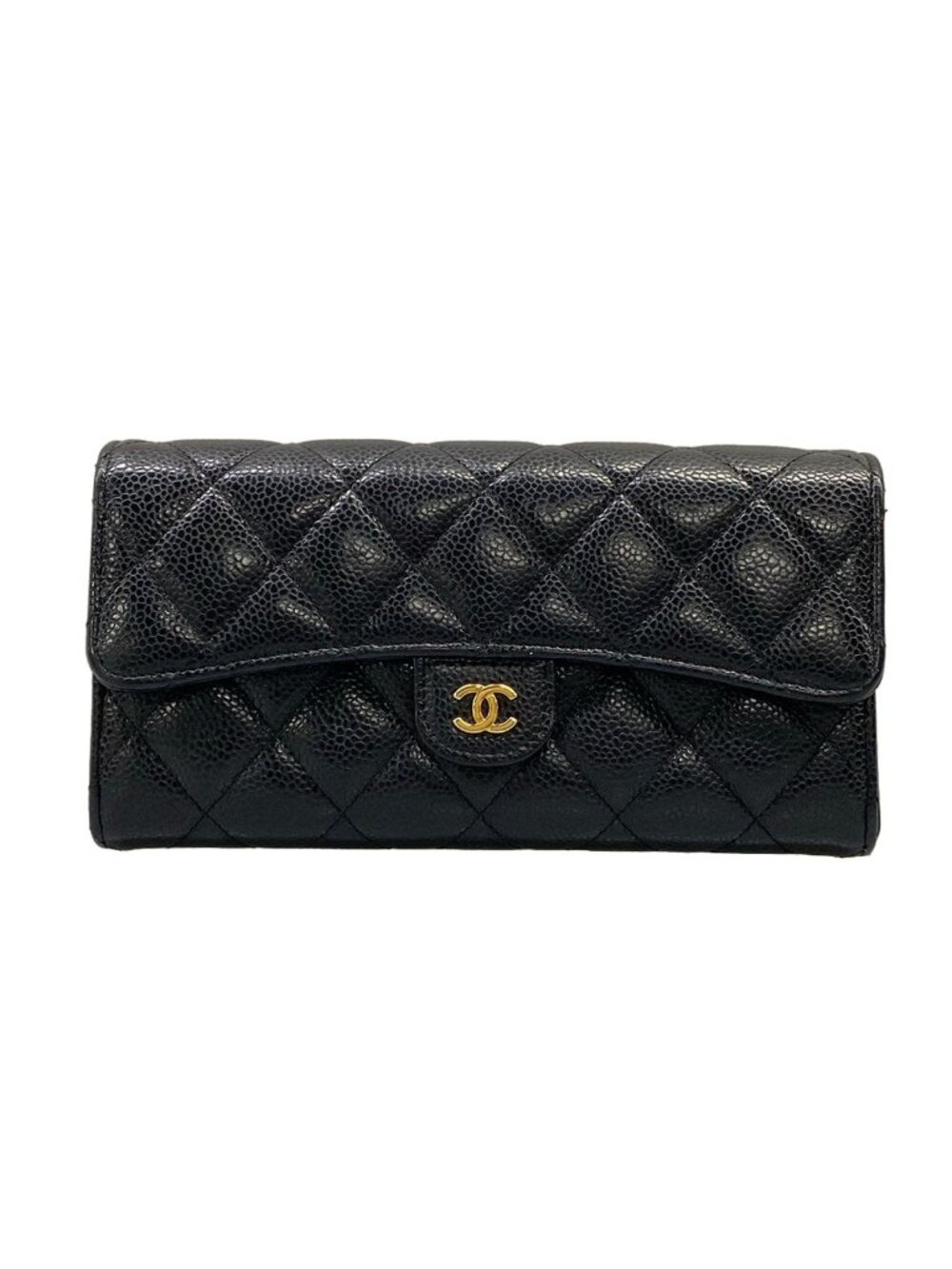 Chanel Wallet Quilted Black Gold